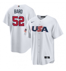 Men USA Baseball 52 Daniel Bard 2023 White World Baseball Classic Replica Stitched Jersey