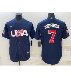 Men USA Baseball 7 Tim Anderson 2023 Navy World Baseball Classic Replica Stitched Jersey