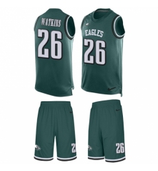 Men's Nike Philadelphia Eagles #26 Jaylen Watkins Limited Midnight Green Tank Top Suit NFL Jersey