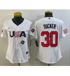 Women's USA Baseball #30 Kyle Tucker 2023 White World Classic Stitched Jerseys
