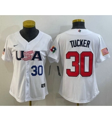 Women's USA Baseball #30 Kyle Tucker Number 2023 White World Classic Stitched Jersey