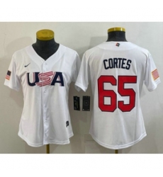 Womens USA Baseball 65 Nestor Cortes 2023 White World Classic Stitched Jersey