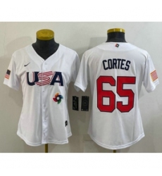 Womens USA Baseball 65 Nestor Cortes 2023 White World Classic Stitched Jerseys