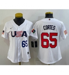 Womens USA Baseball 65 Nestor Cortes Number 2023 White World Classic Stitched Jerseys