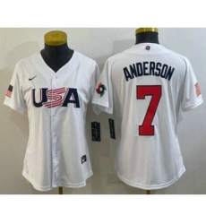 Womens USA Baseball 7 Tim Anderson 2023 White World Classic Stitched Jersey