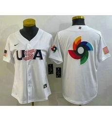 Women's USA Baseball Big Logo 2023 White World Baseball Classic Stitched Jersey