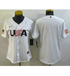 Women's USA Baseball Blank 2023 White World Baseball Classic Stitched Jerseys