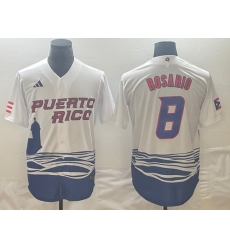 Men Puerto Rico Baseball 8 Eddie Rosario 2023 White World Baseball Classic Stitched Jersey