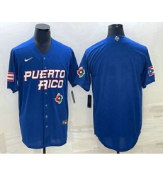 Men Puerto Rico Baseball Blank 2023 Royal World With Patch Classic Stitched Jerseys