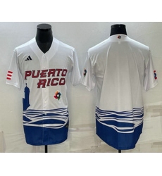 Men's Puerto Rico Baseball Blank White 2023 World Baseball Classic Stitched Jersey