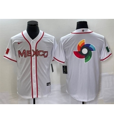 Men Mexico Baseball 2023 White World Baseball Classic Team Big Logo Stitched Jersey 3