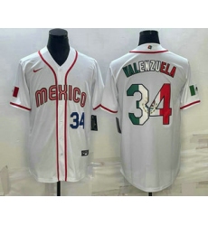 Men Mexico Baseball #34 Fernando Valenzuela Number 2023 White World Classic Stitched Jersey 5