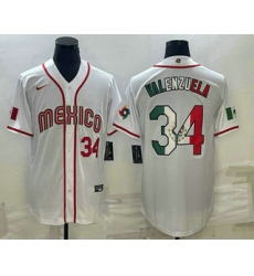 Men Mexico Baseball #34 Fernando Valenzuela Number 2023 White World Classic Stitched Jersey1