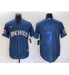 Men Mexico Baseball 7 Julio Ur EDas 2023 Navy World Baseball Classic Stitched Jersey 2