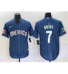 Men Mexico Baseball 7 Julio Ur EDas 2023 Navy World Baseball Classic Stitched Jersey