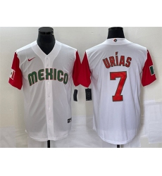 Men Mexico Baseball 7 Julio Urias 2023 White Red World Baseball With Patch Classic Stitched Jersey 1