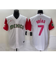 Men Mexico Baseball 7 Julio Urias 2023 White Red World Baseball With Patch Classic Stitched Jersey 6