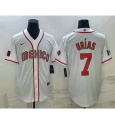 Men Mexico Baseball #7 Julio Urias 2023 White World Baseball Classic Stitched Jersey 5