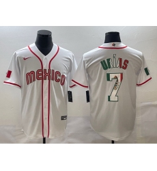 Men Mexico Baseball 7 Julio Urias 2023 White World Baseball Classic Stitched JerseyS