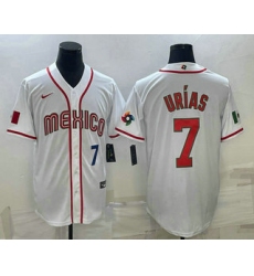 Men Mexico Baseball #7 Julio Urias Number 2023 White World Baseball Classic Stitched Jersey1