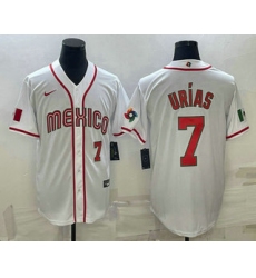 Men Mexico Baseball #7 Julio Urias Number 2023 White World Baseball Classic Stitched Jersey2