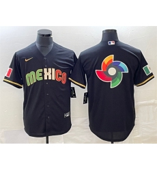 Men Mexico Baseball Black 2023 World Baseball Classic Team Big Logo Stitched Jersey 4