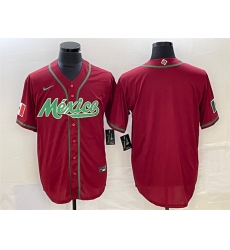 Men Mexico Baseball Blank Red 2023 World Baseball Classic Stitched Jersey