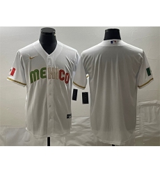 Men Mexico Baseball Blank White 2023 World Baseball Classic Stitched Jersey