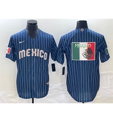 Men Mexico Baseball Navy Team Big Logo World Baseball Classic Stitched Jersey 002