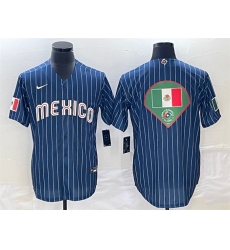 Men Mexico Baseball Navy Team Big Logo World Baseball Classic Stitched Jersey 003