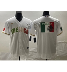 Men Mexico Baseball White 2023 World Baseball Classic Team Big Logo Stitched Jersey