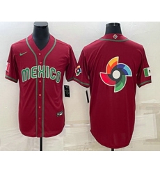 Men's Mexico Baseball 2023 Red World Baseball Big Logo Classic Stitched Jerseys