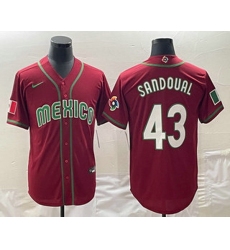 Men's Mexico Baseball #43 Patrick Sandoval 2023 Red World Classic Stitched Jersey