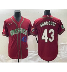 Mens Mexico Baseball #43 Patrick Sandoval Number 2023 Red World Classic Stitched Jersey