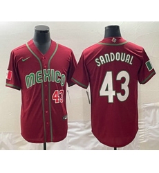 Men's Mexico Baseball #43 Patrick Sandoval Number 2023 Red World Classic Stitched Jersey1