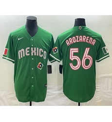 Men's Mexico Baseball #56 Randy Arozarena 2023 Green World Classic Stitched Jerseys