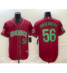Men's Mexico Baseball #56 Randy Arozarena Number 2023 Red World Classic Stitched Jerseys