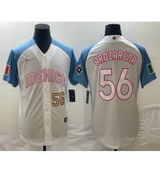 Men's Mexico Baseball #56 Randy Arozarena Number 2023 White Blue World Classic Stitched Jersey