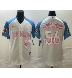Men's Mexico Baseball #56 Randy Arozarena Number 2023 White Blue World Classic Stitched Jersey1