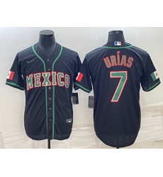 Men's Mexico Baseball #7 Julio Urias 2023 Black World Baseball Classic Stitched Jerseys 4