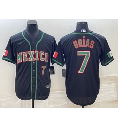 Men's Mexico Baseball #7 Julio Urias 2023 Black World Baseball Classic Stitched Jerseys 5