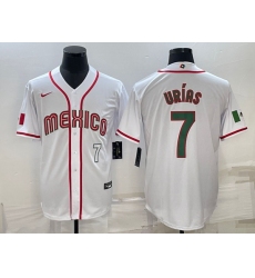 Men's Mexico Baseball #7 Julio Urias 2023 White World Baseball Classic Stitched Jerseys II