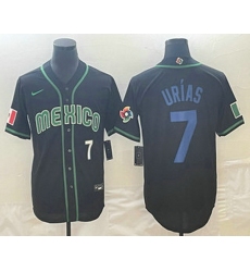 Men's Mexico Baseball #7 Julio Urias Number 2023 Black Blue World Classic Stitched Jersey2