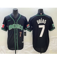 Men's Mexico Baseball #7 Julio Urias Number 2023 Black White World Classic Stitched Jersey2