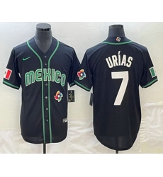 Men's Mexico Baseball #7 Julio Urias Number 2023 Black White World Classic Stitched Jersey3