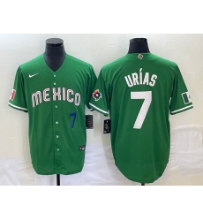 Men's Mexico Baseball #7 Julio Urias Number Green 2023 World Baseball Classic Stitched Jersey