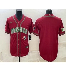 Men's Mexico Baseball Blank 2023 Red World Baseball With Patch Classic Stitched Jersey