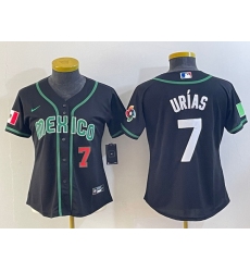 Women's Mexico Baseball #7 Julio Urias Number 2023 Black World Classic Stitched Jersey