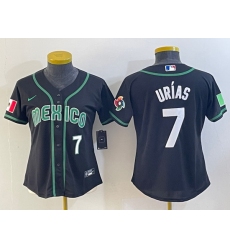 Women's Mexico Baseball #7 Julio Urias Number 2023 Black World Classic Stitched Jersey1
