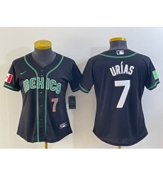 Women's Mexico Baseball #7 Julio Urias Number 2023 Black World Classic Stitched Jersey3